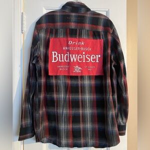 Upcycled Budweiser flannel shirt